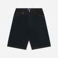 Pleated Denim Shorts - Black / Tobacco