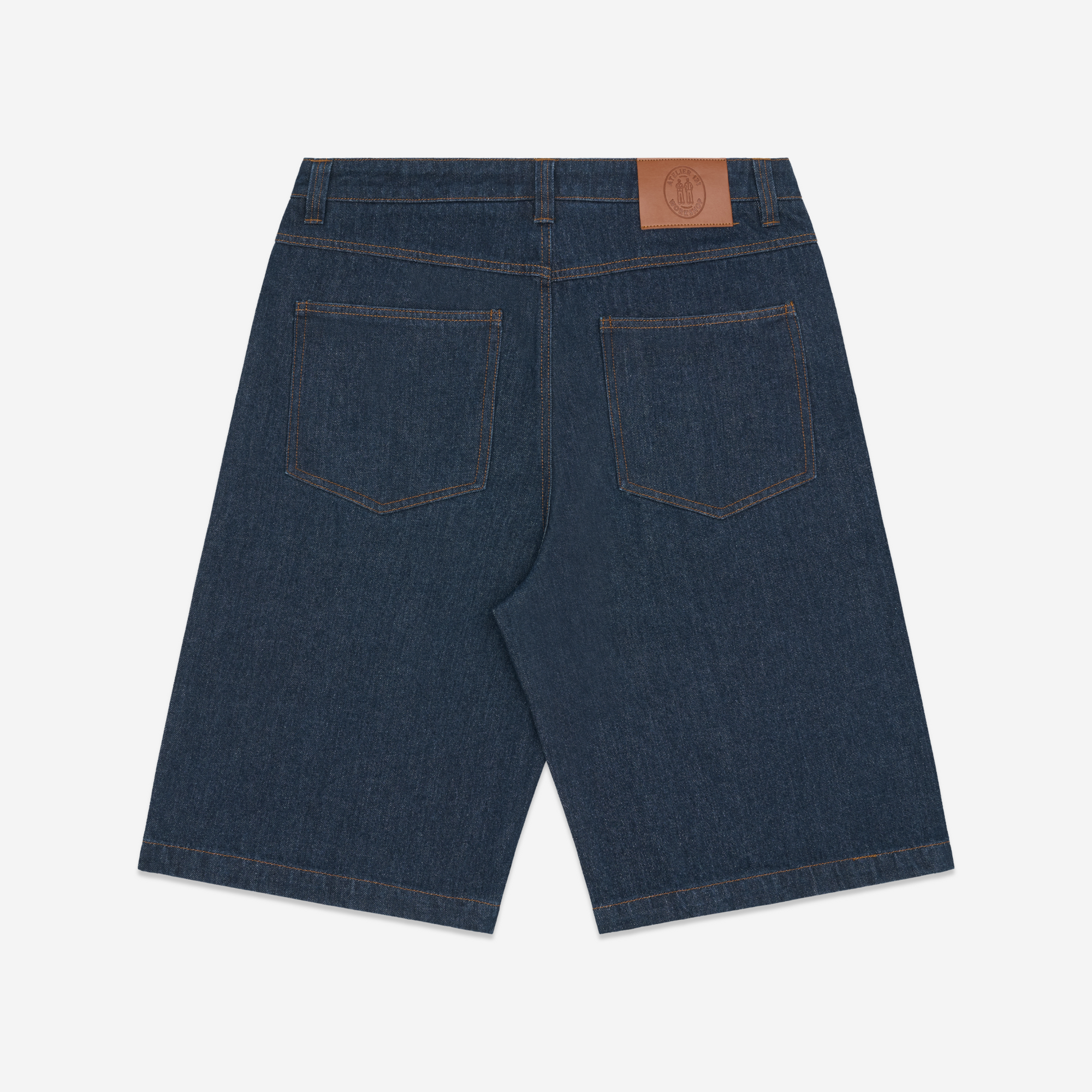 Pleated Denim Shorts - Blue / Tobacco