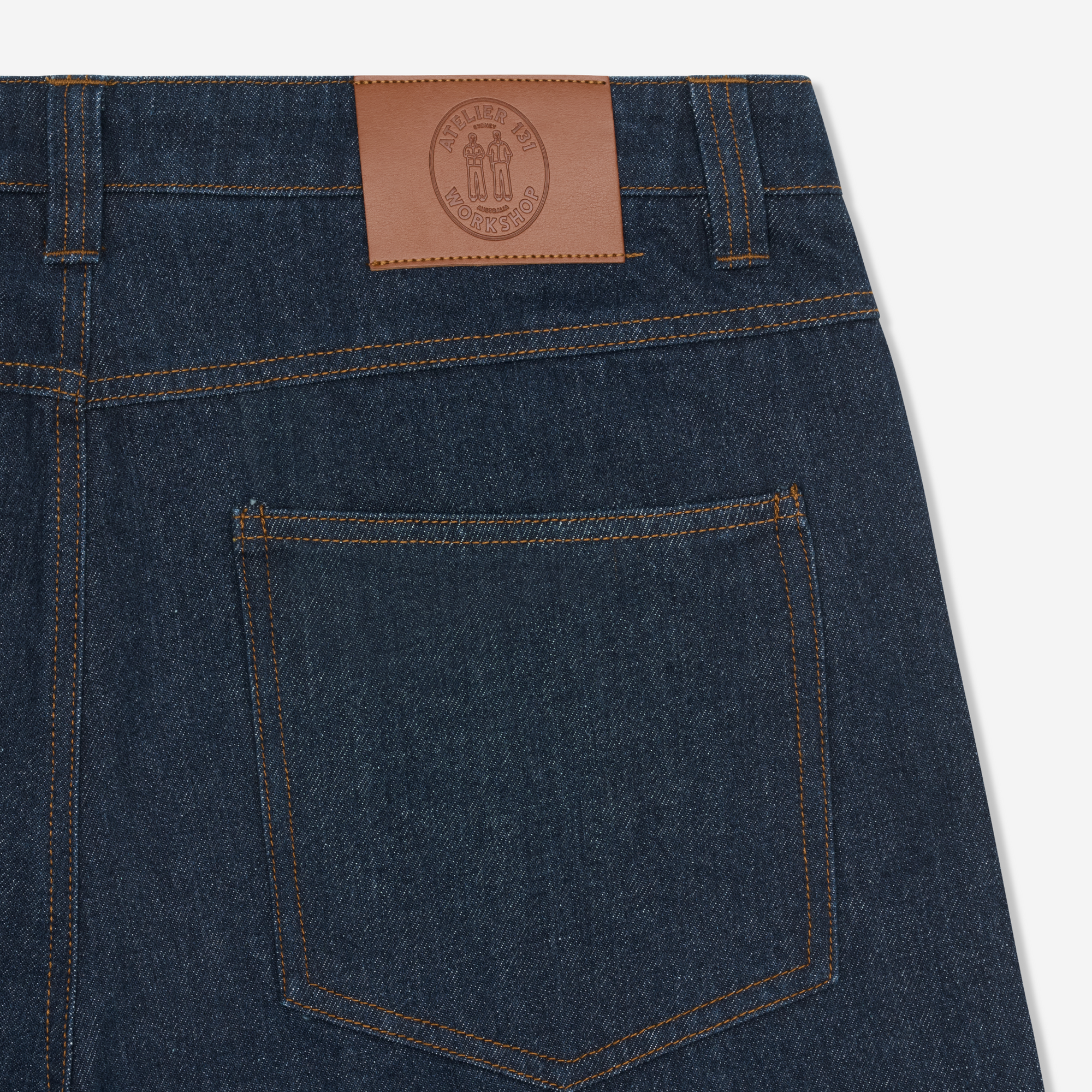 Pleated Denim Shorts - Blue / Tobacco