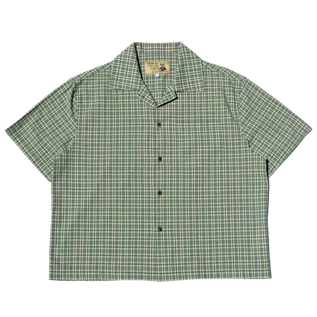 Boxy Button Up Shirt - Green Plaid (V2)