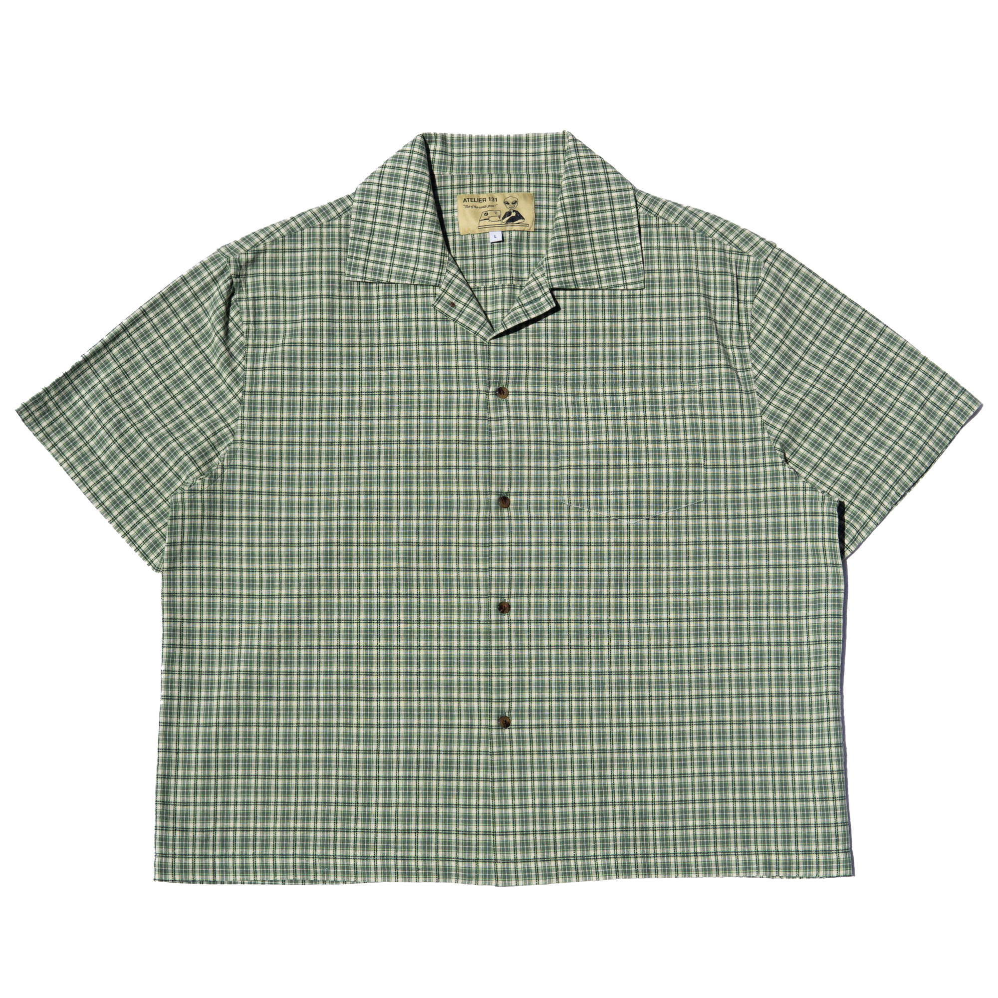 Boxy Button Up Shirt - Green Plaid (V2)