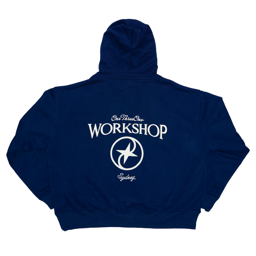 Boxy WORKSHOP Hoodie - Navy / Cream