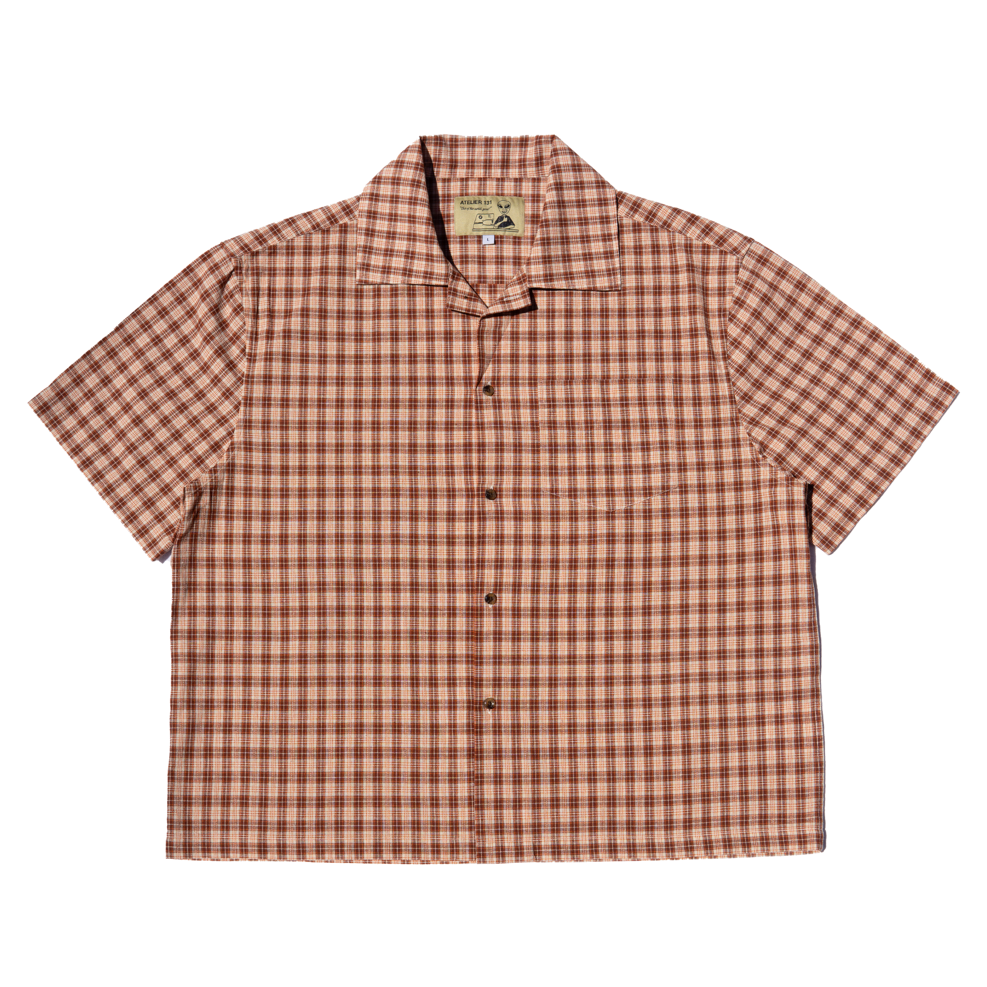 Boxy Button Up Shirt - Brown Plaid