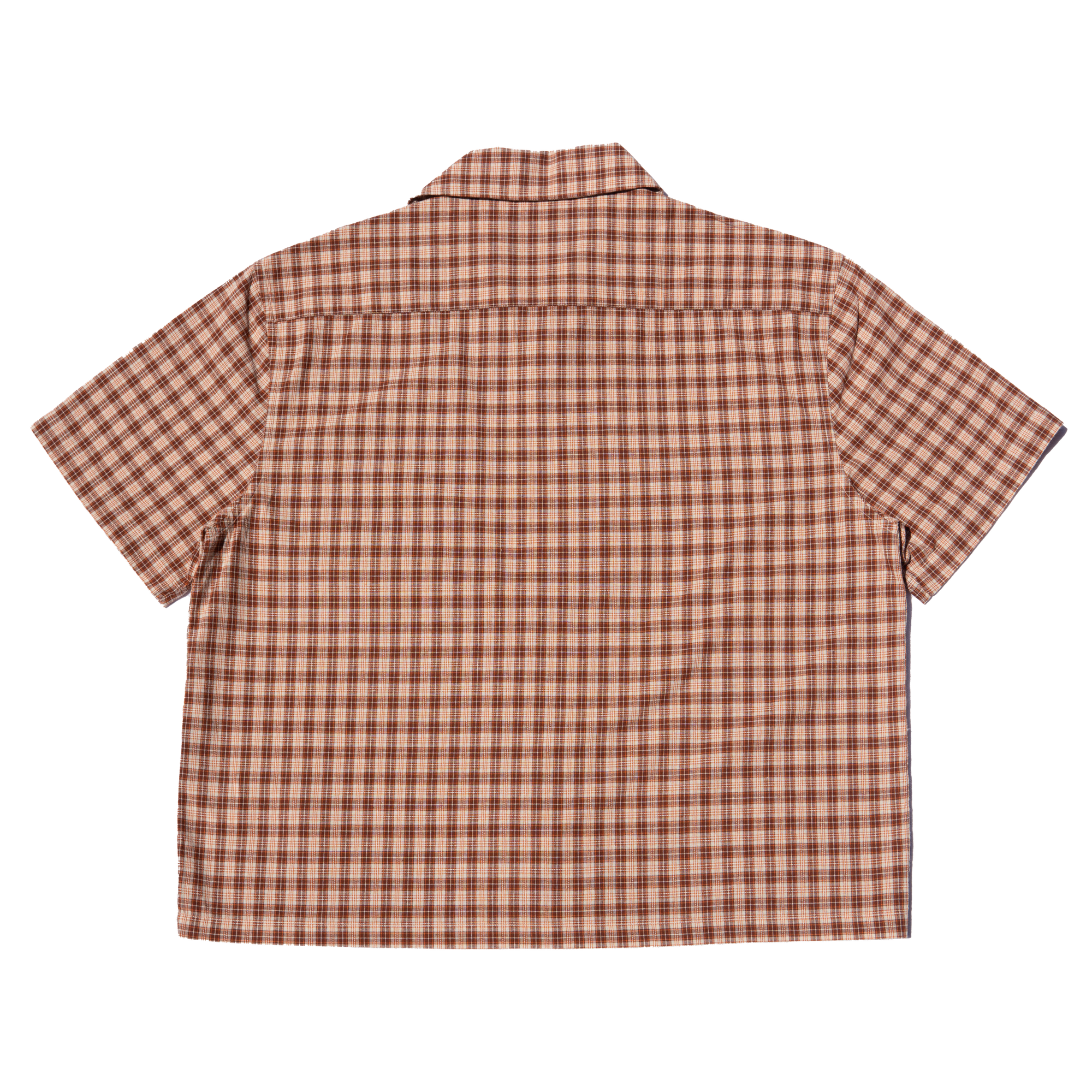 Boxy Button Up Shirt - Brown Plaid