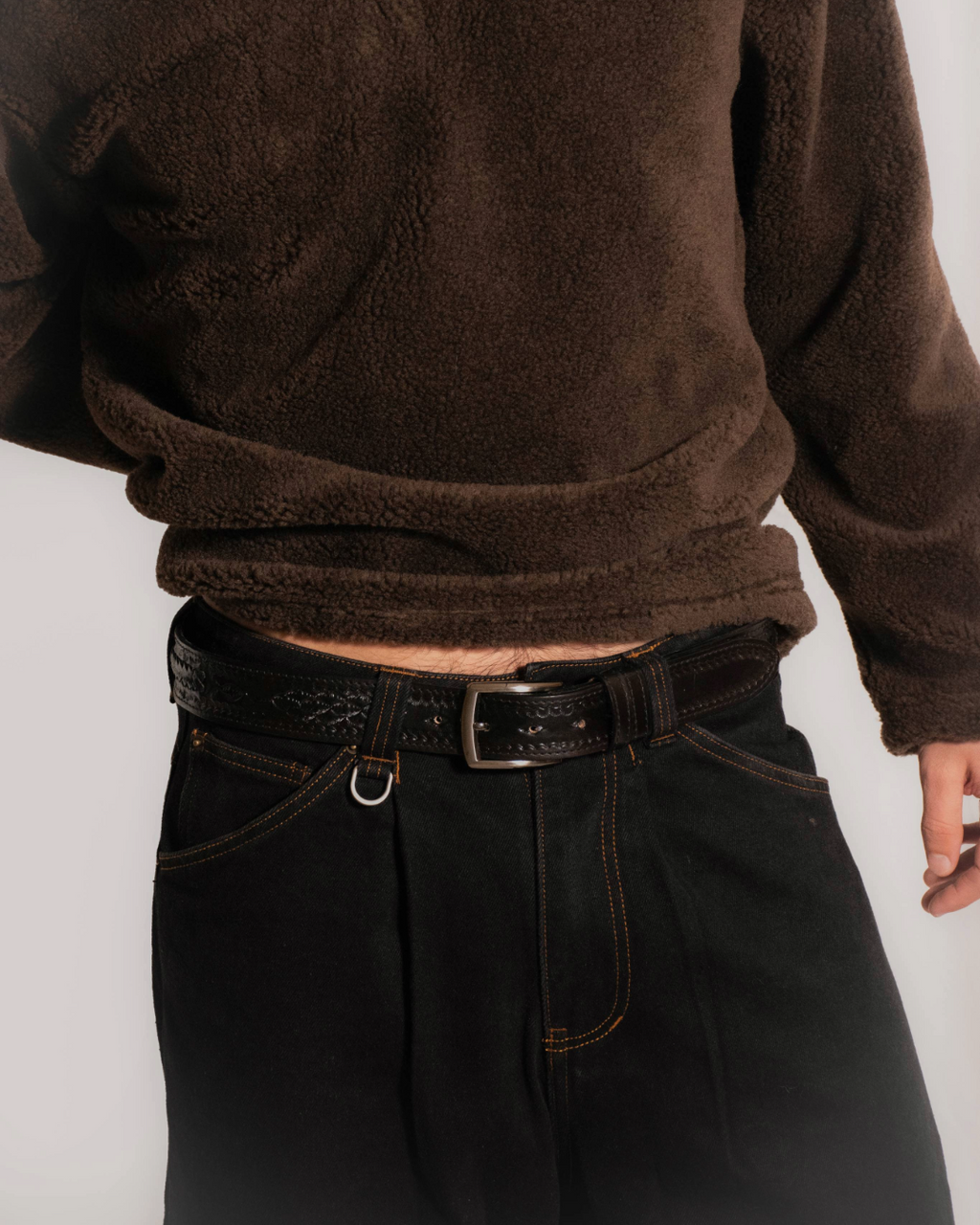 “NIGHTBRAID” Handcrafted Leather Belt - Black
