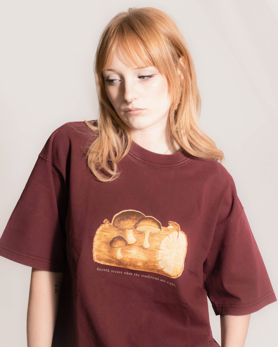 "GROWTH OCCURS" T-Shirt - Wine Red