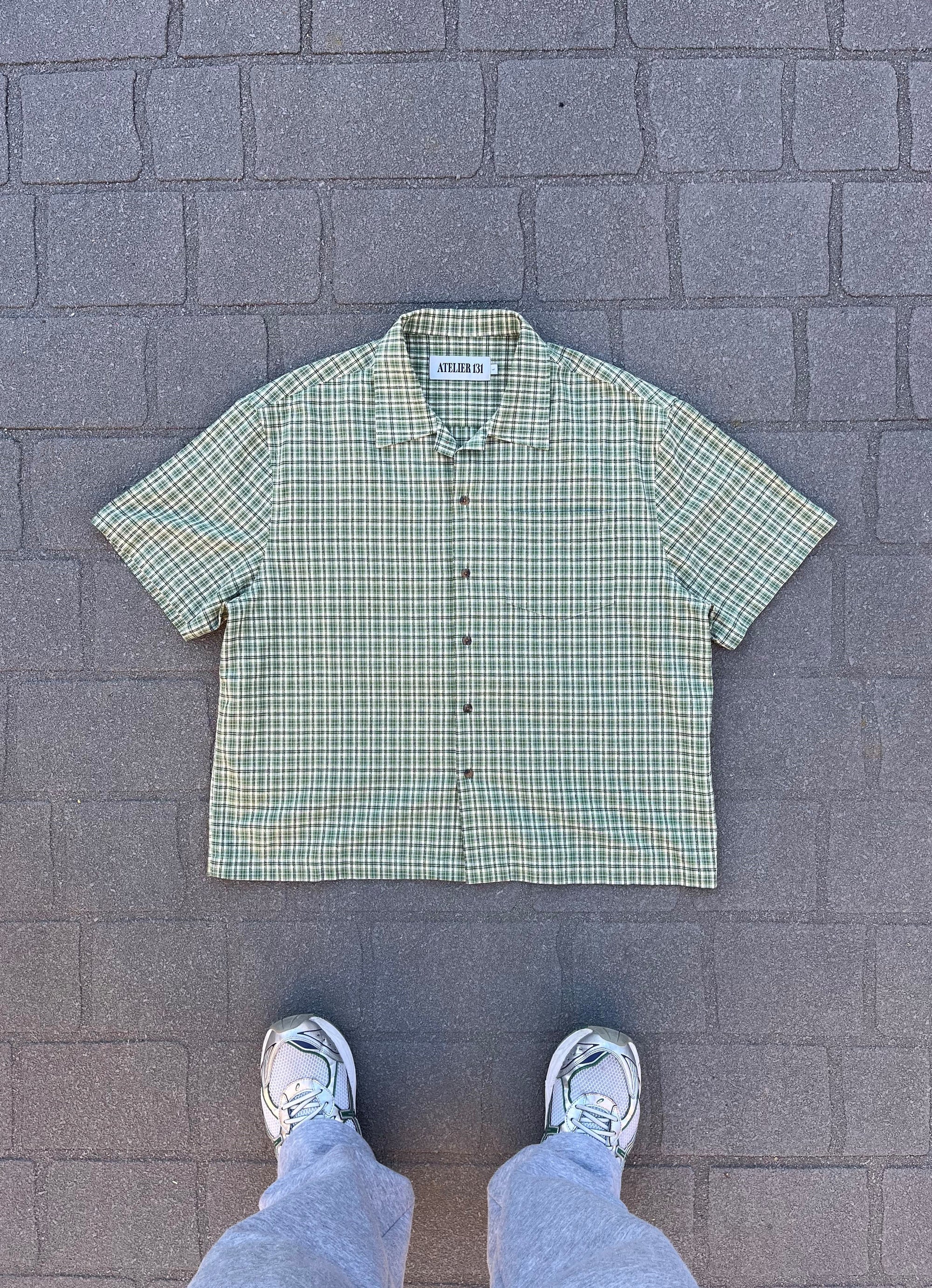 Boxy Button Up Shirt - Green Plaid (V2)