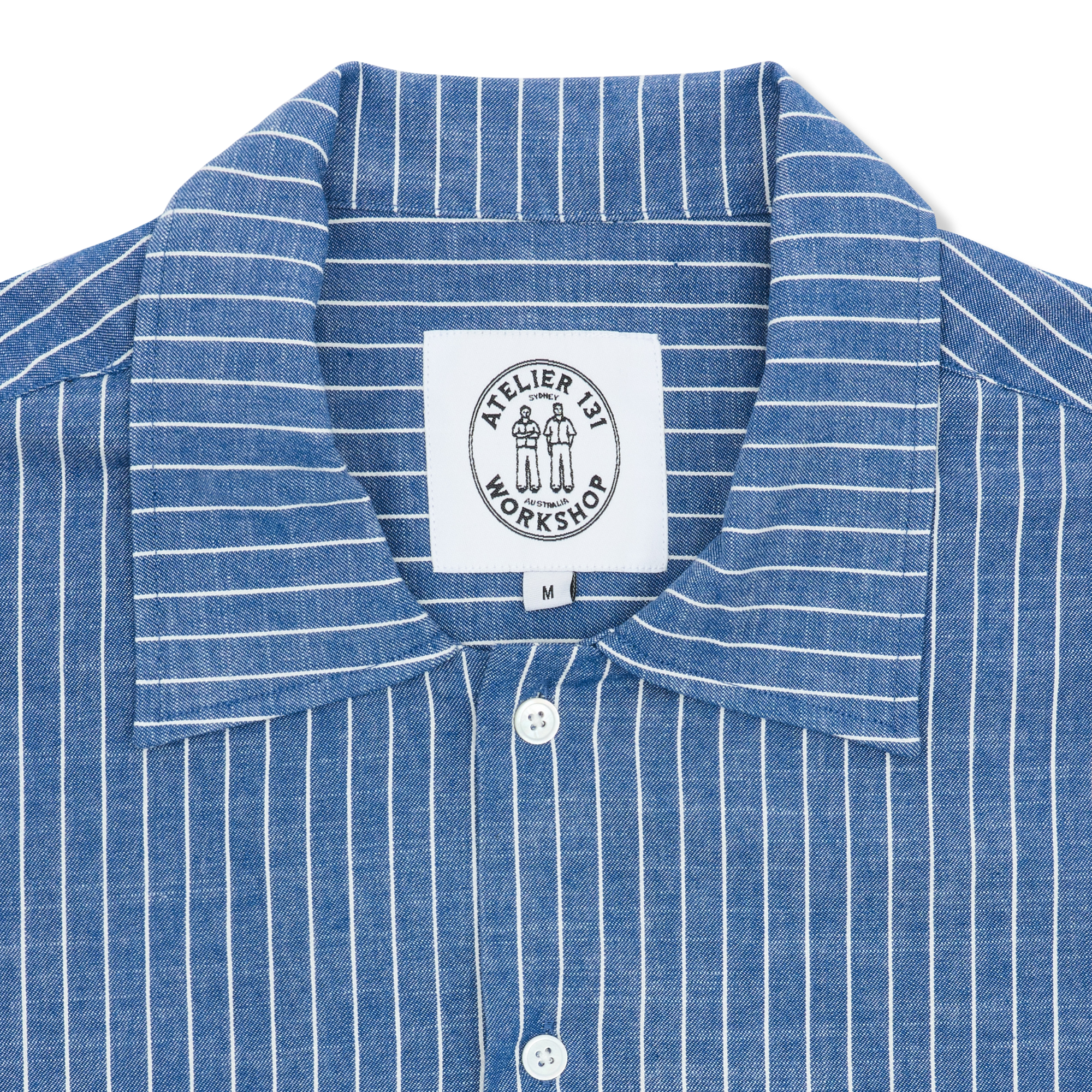 Boxy Button Up Shirt - Blue Pinstripe