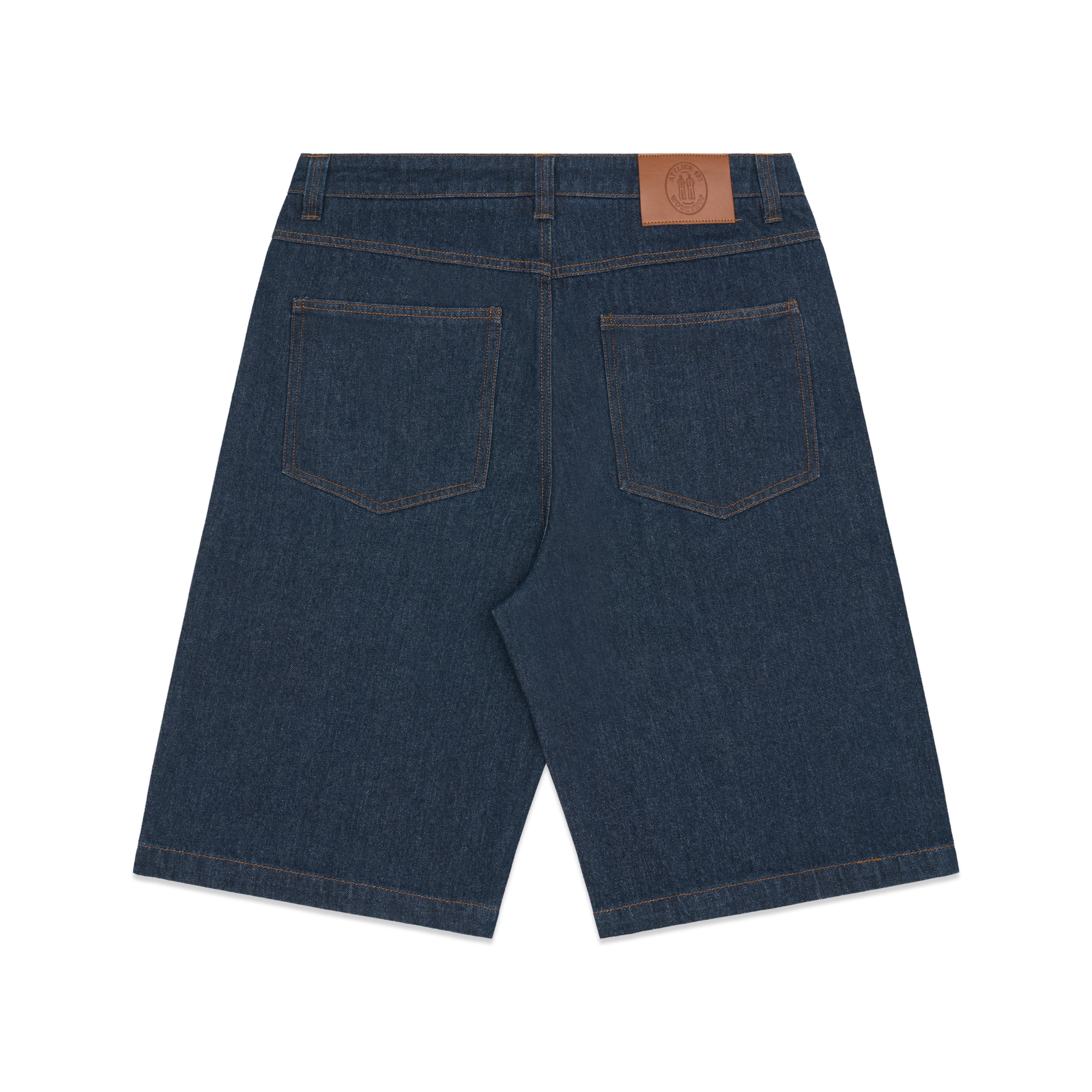 Pleated Denim Shorts - Blue / Tobacco