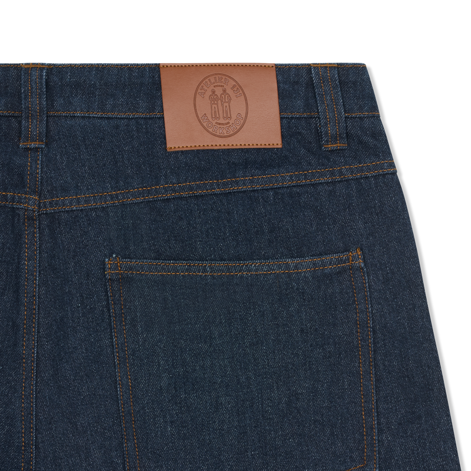Pleated Denim Shorts - Blue / Tobacco