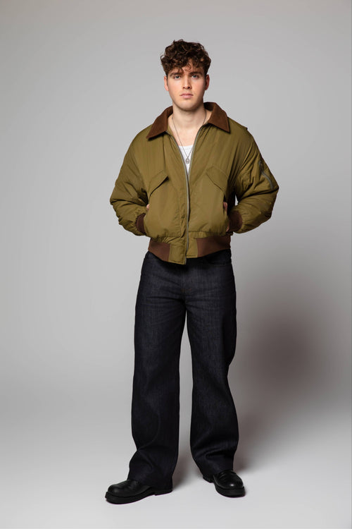 "FSJ-131" Military Bomber Jacket (Olive Drab / Chestnut)